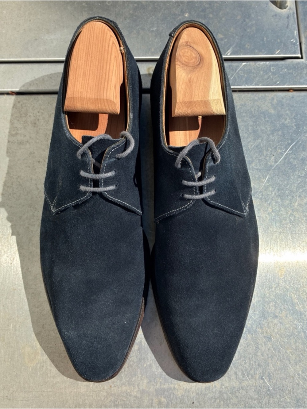 Crockett & Jones Hove 2 Unlined Blue Suede Derbys UK6.5E/US7.5